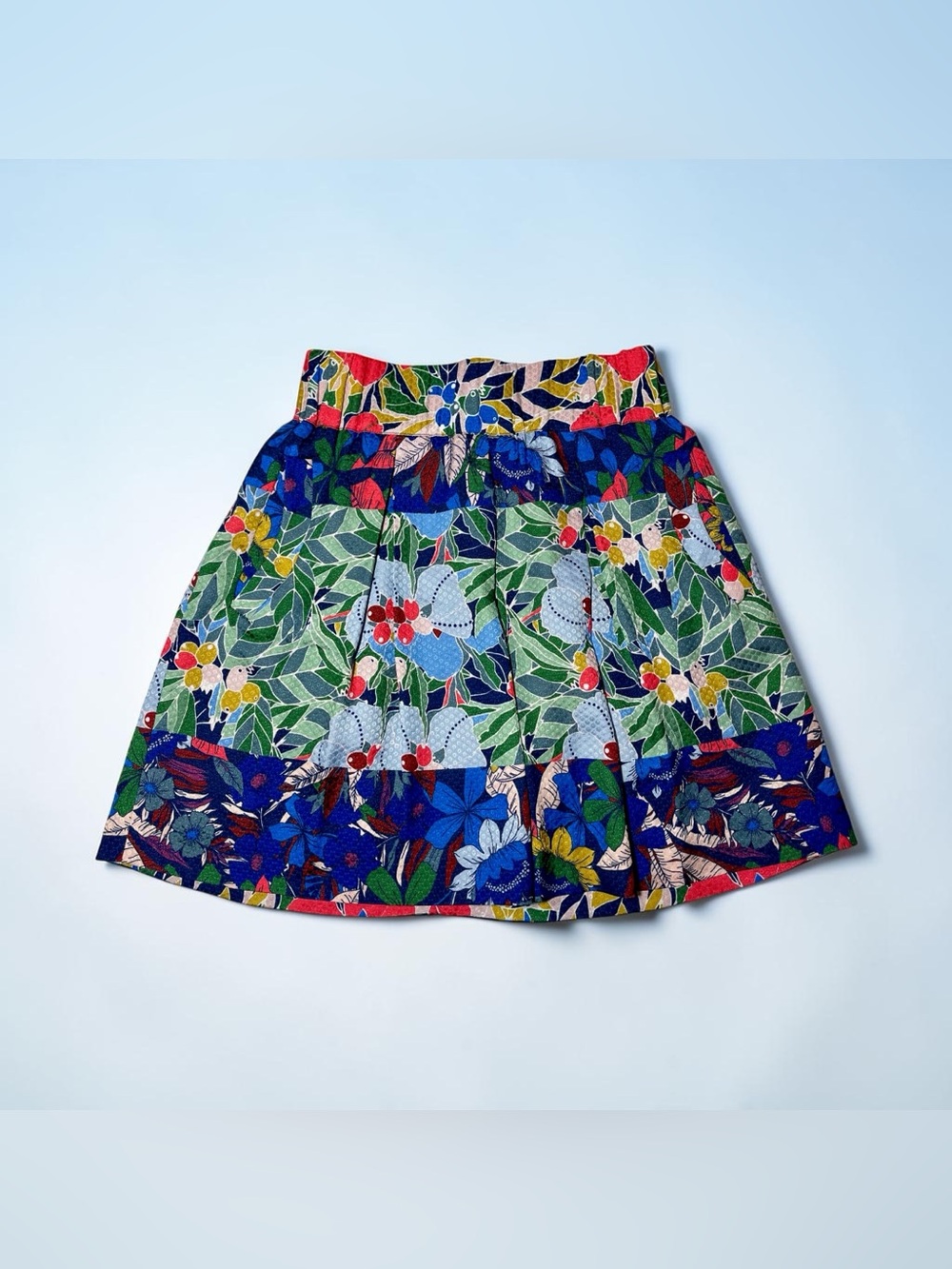 Maeve for Anthropologie Womens Brightly Floral Mini Skirt 2P Pockets Pleated